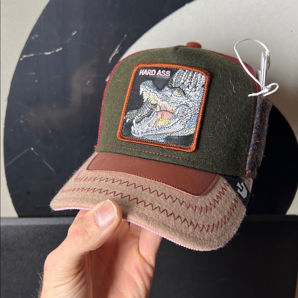 Goorin Bros Farm Hard Ass Green and Brown Crocodile Patch Cap